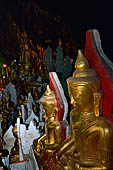 Inle Lake Myanmar. Pindaya, the famous Shwe Oo Min pagoda, a natural cave filled with thousands of gilded Buddha statues. 